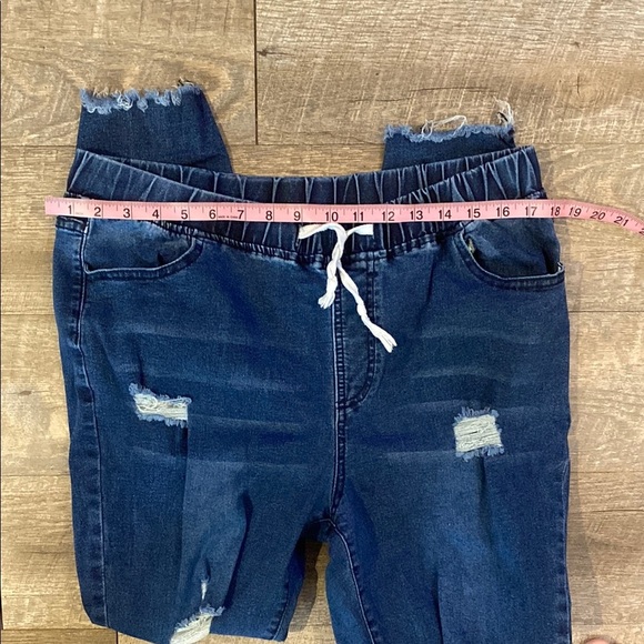 Dark Blue Distressed Denim Women's Jeggings XXL - Picture 5 of 5